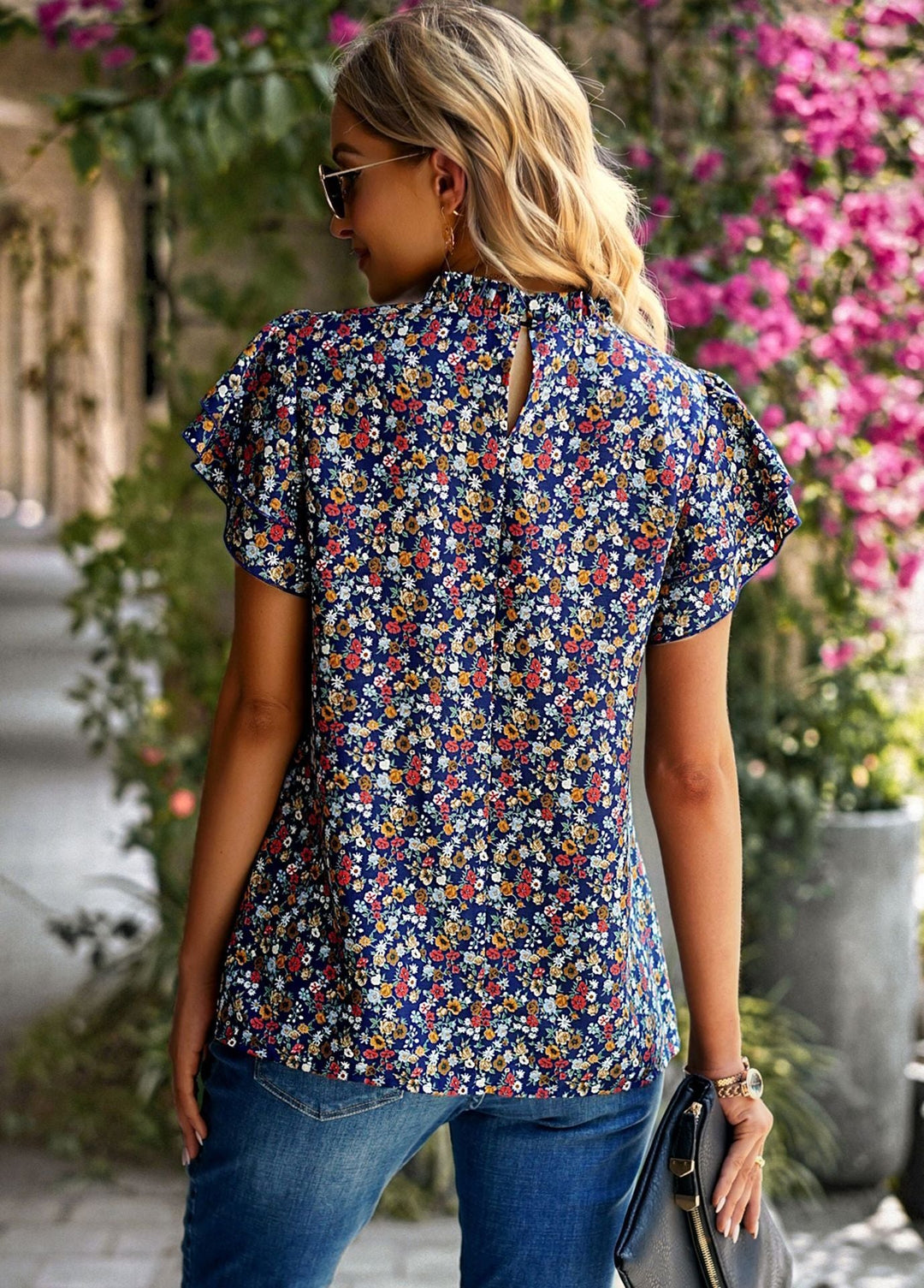 Levoire | robe à manches courtes avec un ourlet à motifs floraux