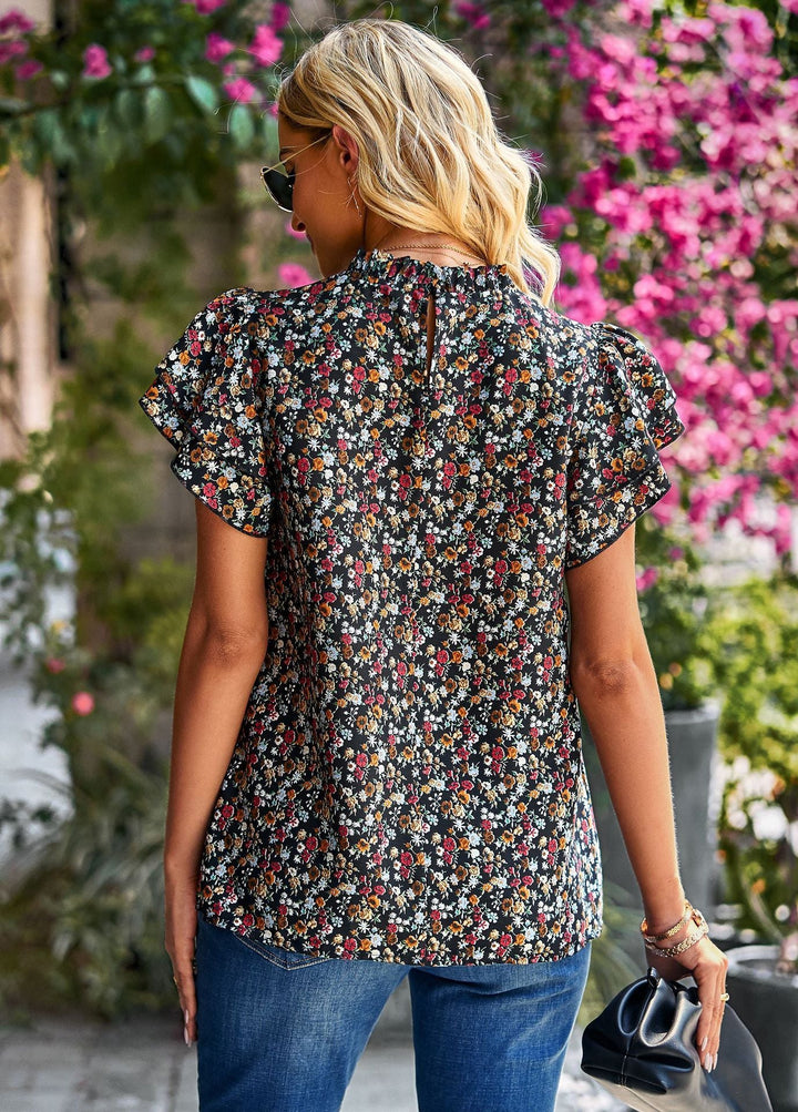 Levoire | robe à manches courtes avec un ourlet à motifs floraux