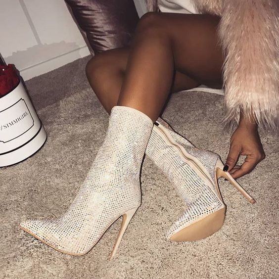Levoire | mocassins à talons hauts moka avec strass et fermeture éclair sur le côté