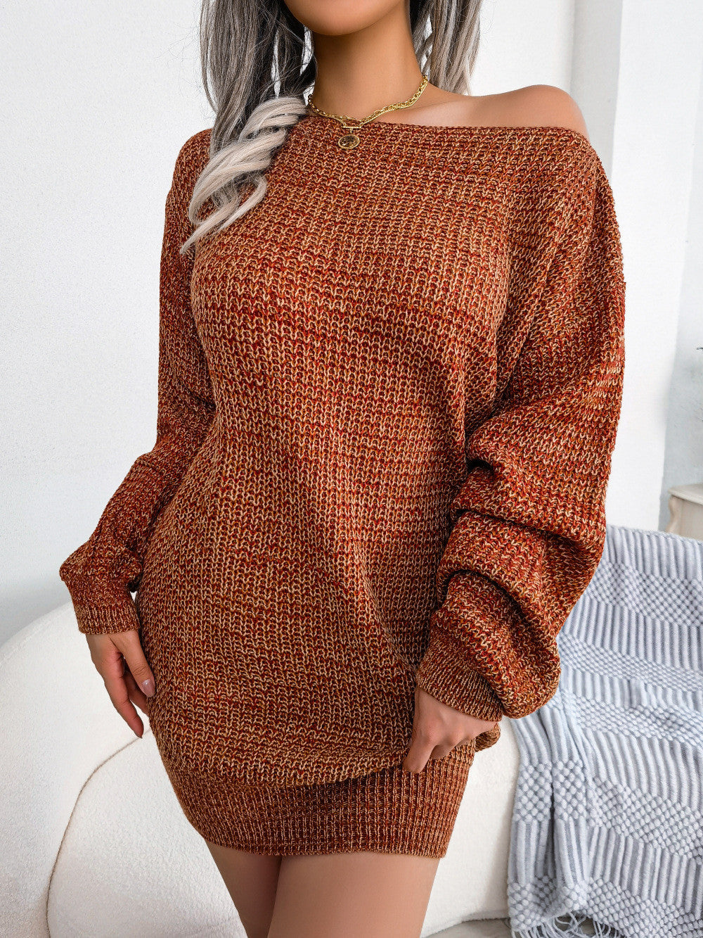 Levoire | Haut en tricot à manches lanternes courtes ORANGE