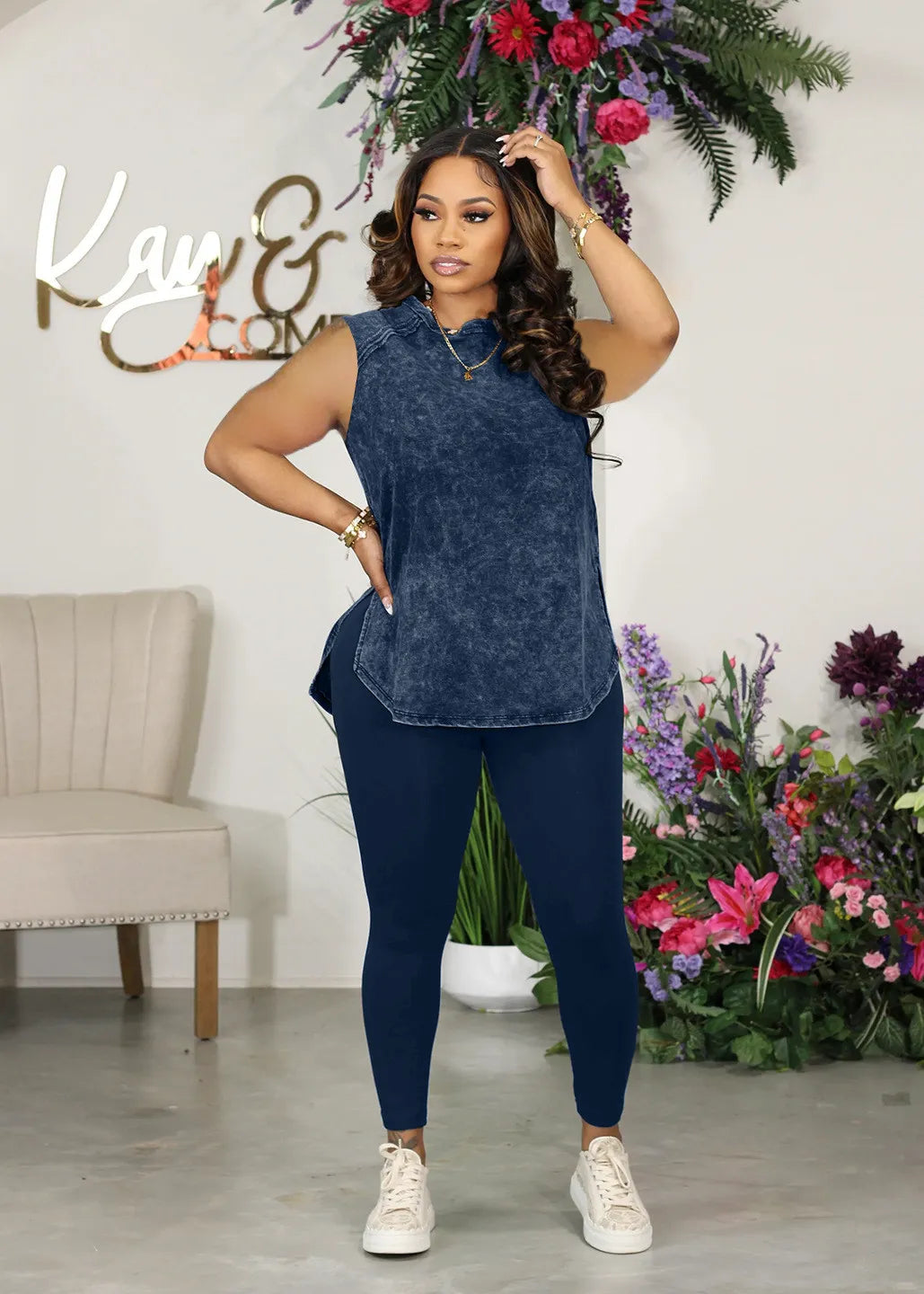 Levoire | Haut sans manches Chemise Pantalon Leggings BLEU