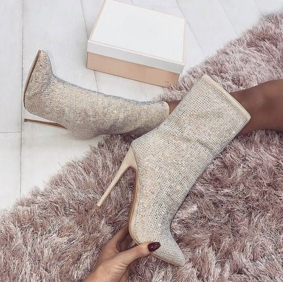 Levoire | mocassins à talons hauts moka avec strass et fermeture éclair sur le côté APRIKOSI