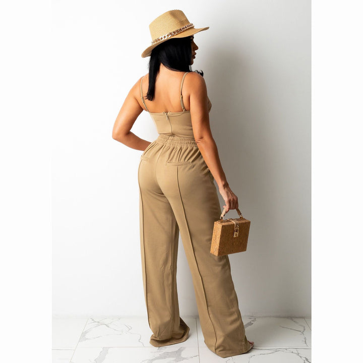 Levoire | haut sans manches et pantalons ouverts unis