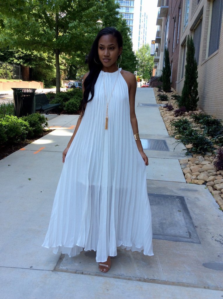 Levoire | longue robe plissée en crêpe sans manches BLANC