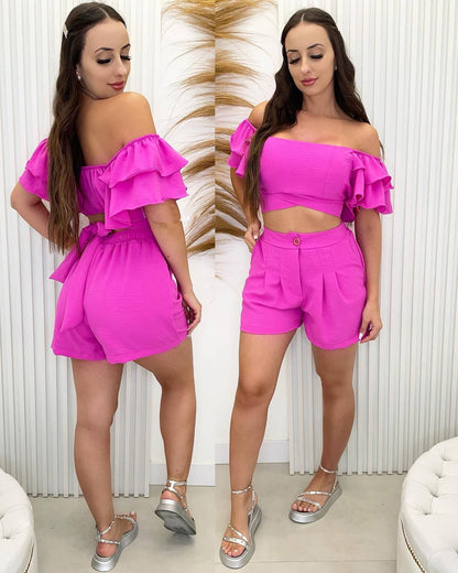 Levoire | Volants de tête à vapeur Taille haute courte ROSE