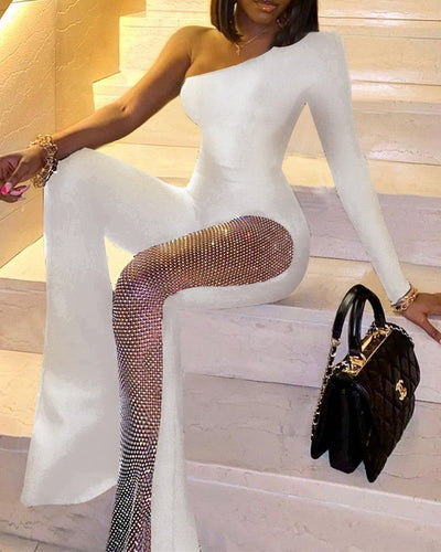 Levoire | pantalon à paillettes à manches longues à une épaule