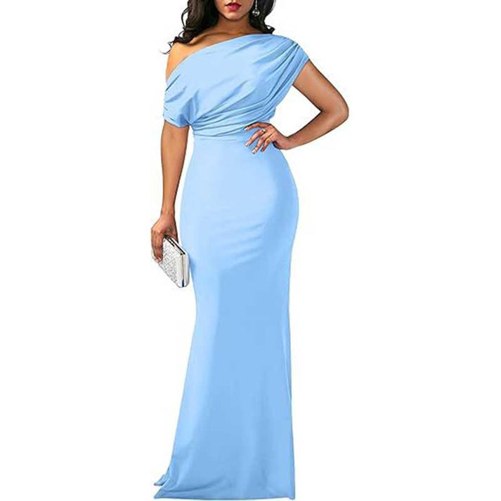 Levoire | Robe Longue À Col Haut Élégante Bleu clair (Presque épuisé)