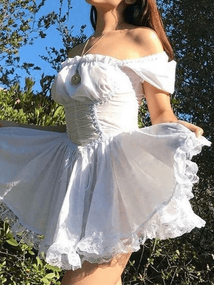 Levoire | Manches Bouffantes Korsatztbindung Robe Mini
