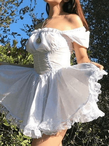 Levoire | Manches Bouffantes Korsatztbindung Robe Mini