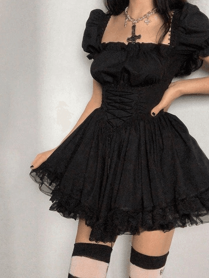 Levoire | Manches Bouffantes Korsatztbindung Robe Mini