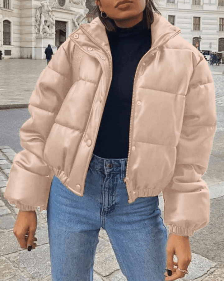 Levoire | Veste Doudoune En Cuir Pu Beige