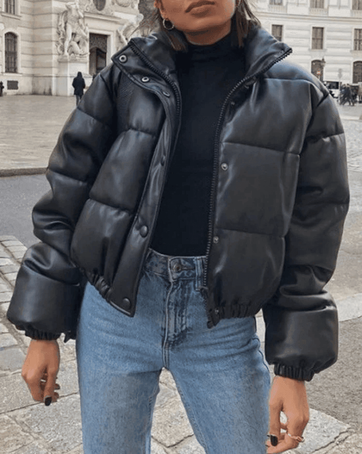 Levoire | Veste Doudoune En Cuir Pu Noir