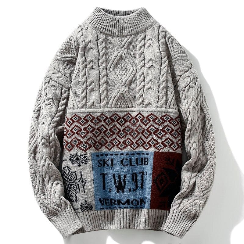 Levoire | Pull Vintage À Design Skiclub Grau