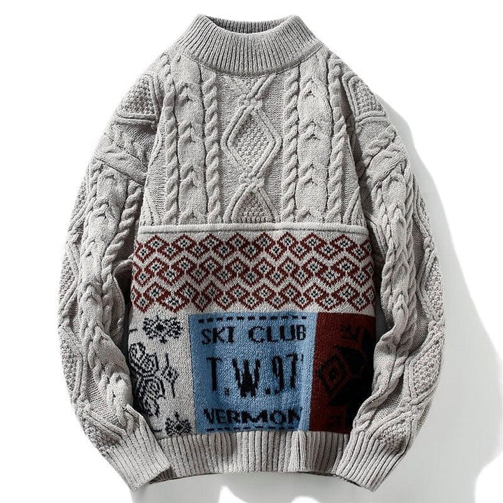 Levoire | Pull Vintage À Design Skiclub Grau