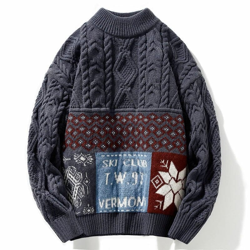 Levoire | Pull Vintage À Design Skiclub Gris Foncé