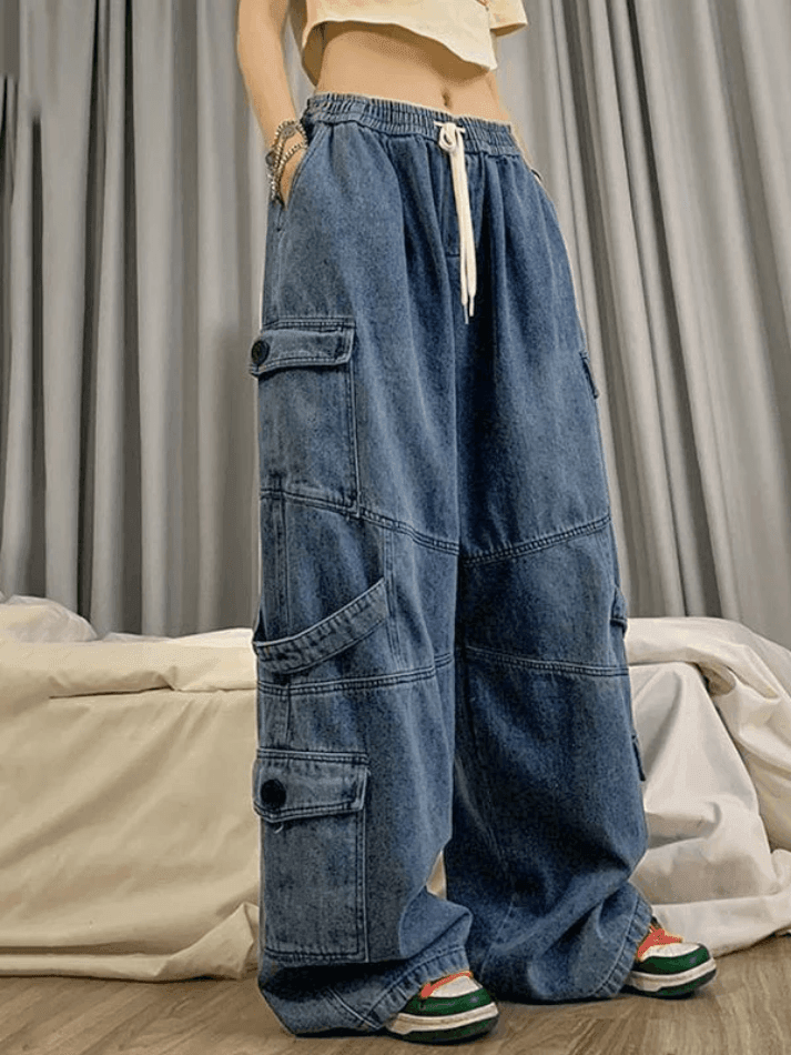 Levoire | Jean Cargo Baggy Bleu Punk Lavé Bleu