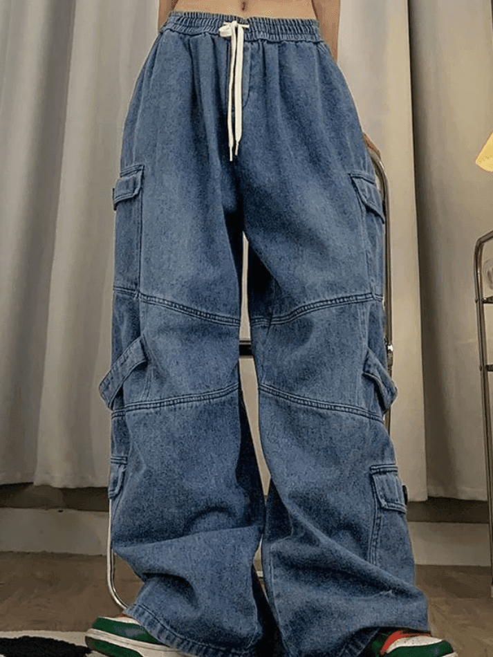 Levoire | Jean Cargo Baggy Bleu Punk Lavé