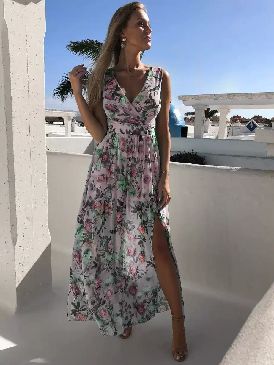 Levoire | Robe Maxi D'Été Avec Imprimé Lila