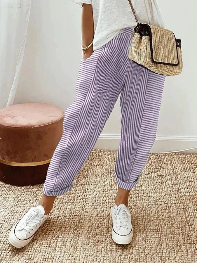 Levoire | Pantalon Rayé Élégant Et Polyvalent Violeta