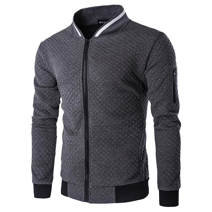 Levoire | Veste À Motifs Pour Hommes Avec Col Montant Et Fermeture Éclair gris