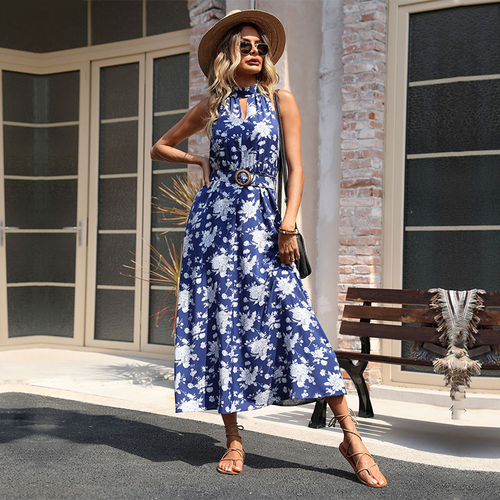 Levoire | Femme Imprimé Sans Manches Foulard Robe