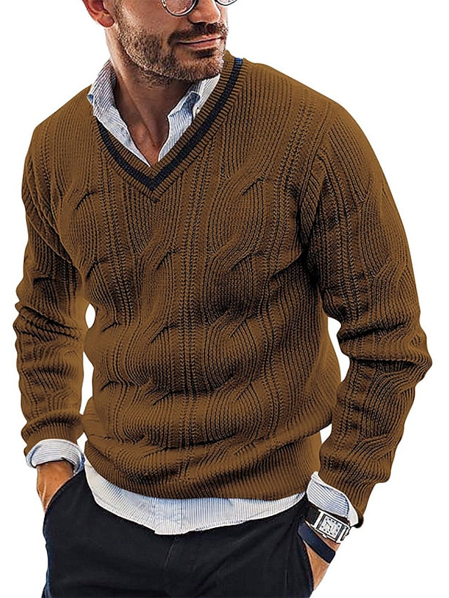 Levoire | Pull En Laine À Col En V À Manches Longues Braun