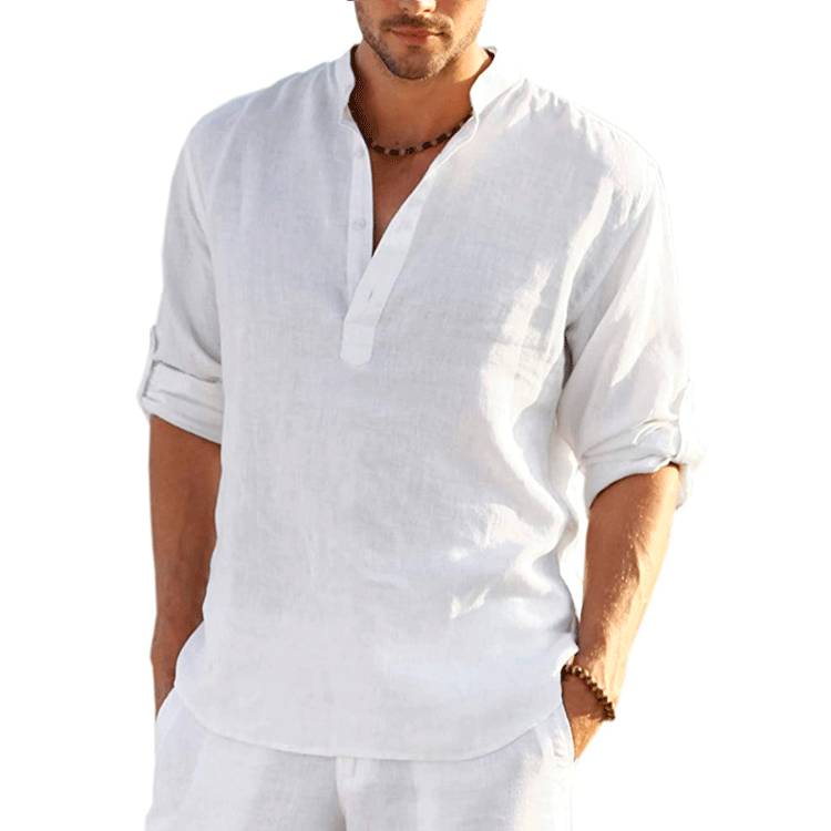 Levoire | Chemise En Lin Pour Hommes Unicolore blanc