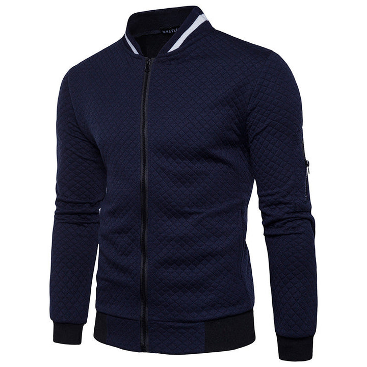 Levoire | Veste À Motifs Pour Hommes Avec Col Montant Et Fermeture Éclair bleu