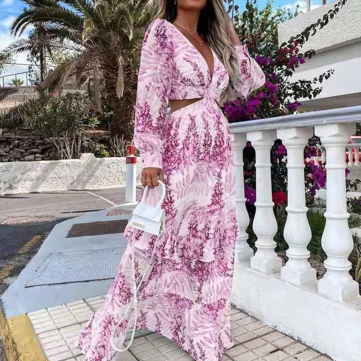 Levoire | Robe Maxi De Plage À Décolleté Fleuri Pour Femmes