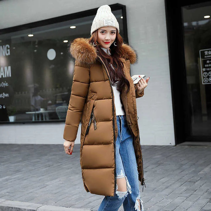 Levoire | Manteau Long Avec Col En Fourrure Braun