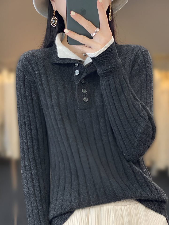 Levoire | Décontracté Pull À Col Rabattu Top En Tricot Pour Femmes