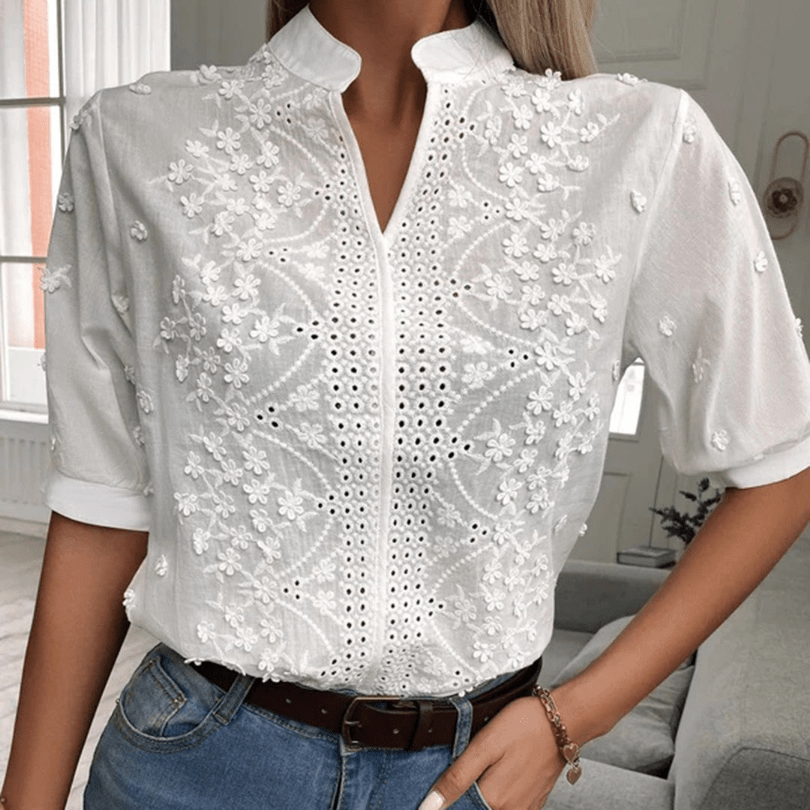 Levoire | Chemisier féminin décontracté élégant blanc Design classique et confortable 2XL