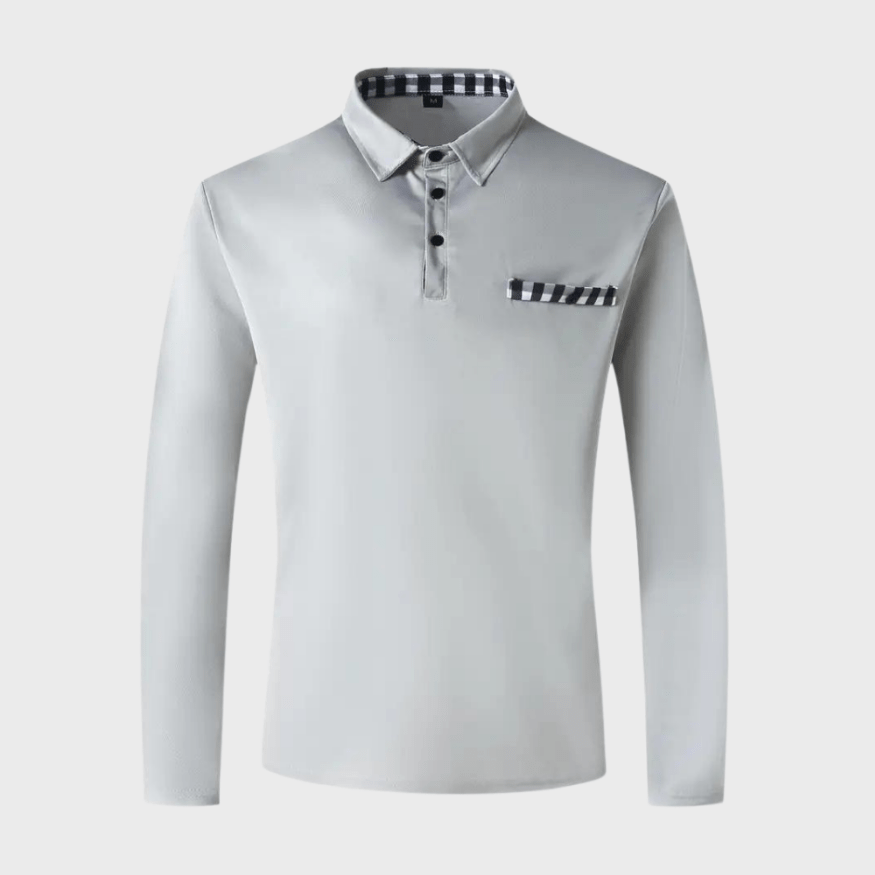 Levoire | Polo Manches Longues Décontracté Homme Gris argenté