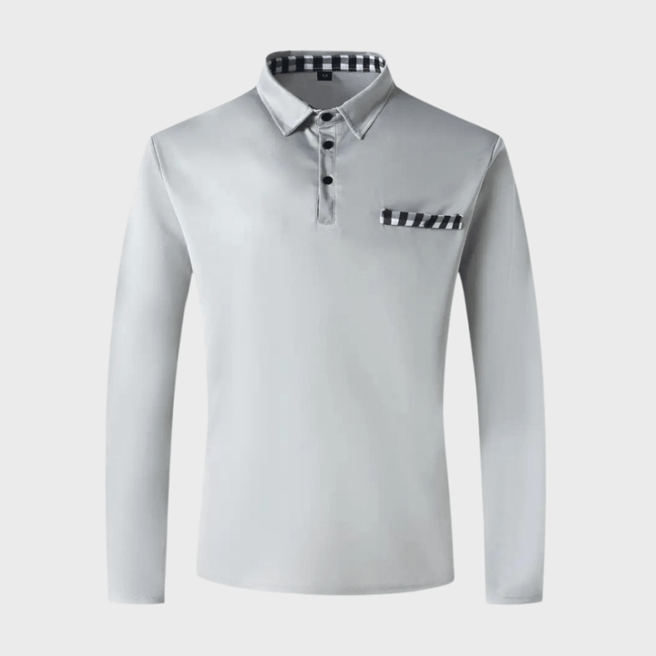 Levoire | Polo Manches Longues Décontracté Homme Gris argenté