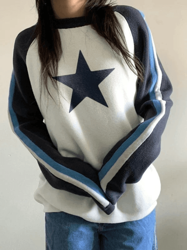 Levoire | Pull À Manches Raglan Avec Impression Étoile Beige