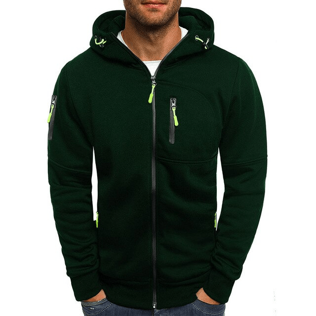 Levoire | Sweat à capuche sportif pour hommes en tissu respirant et doux Vert foncé