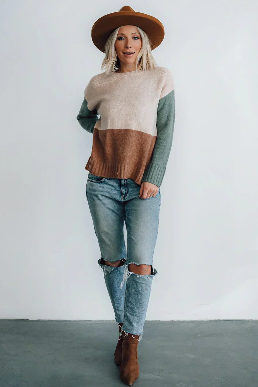 Levoire | Pull Colorblock Choix Cool En Teintes Naturelles