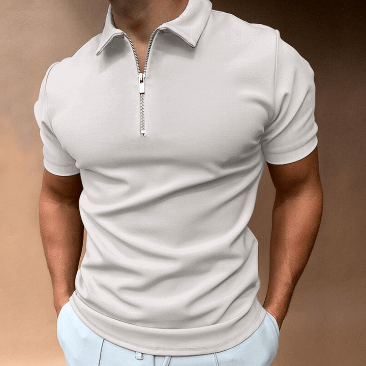 Levoire | Polo T-shirt pour hommes polo avec fermeture éclair et col confortable et tendance Gris