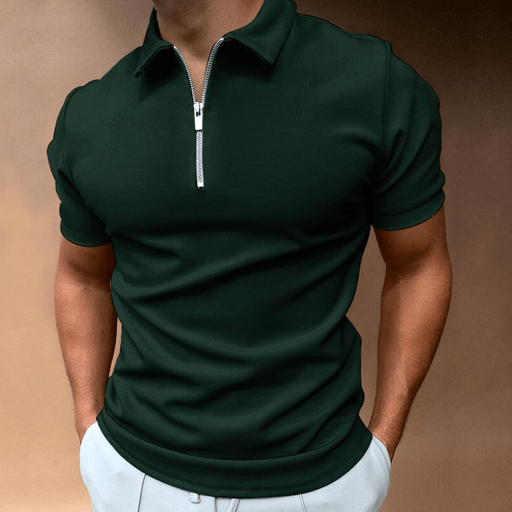 Levoire | Polo T-shirt pour hommes polo avec fermeture éclair et col confortable et tendance Vert