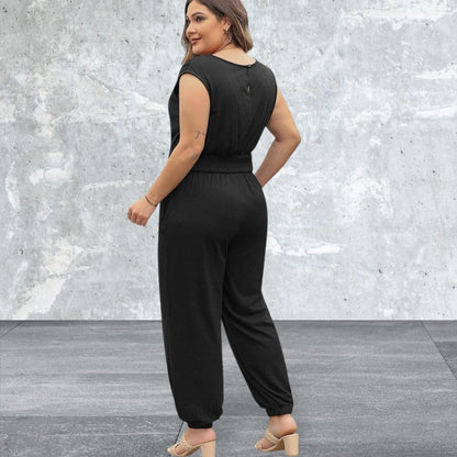 Levoire | Grande Taille Smock Taille Haute Sans Manches Décolleté En V Combinaison