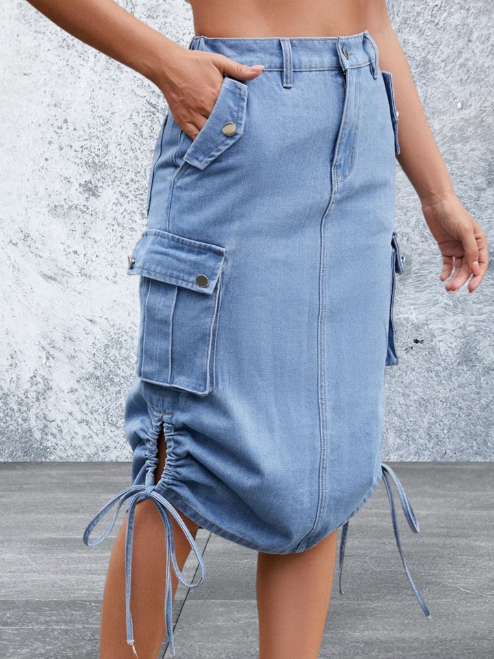 Levoire | Jupe En Denim À Cordon Avec Poches Cargo