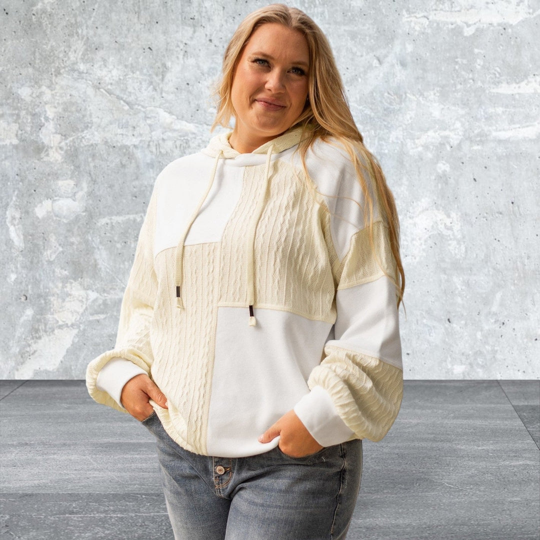 Levoire | Grande Taille Patchwork Pull À Manche Longue Avec Capuche