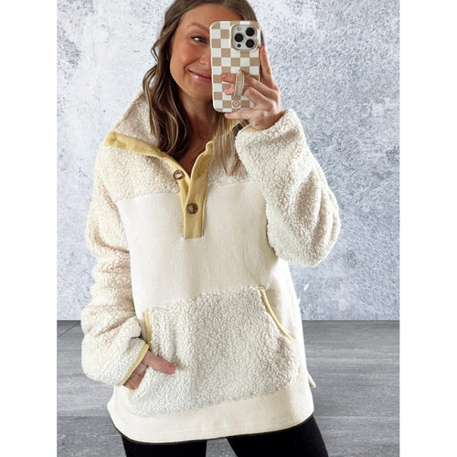 Levoire | Sweatshirt À Col Avec Boutons En Polaire À Manches Longues