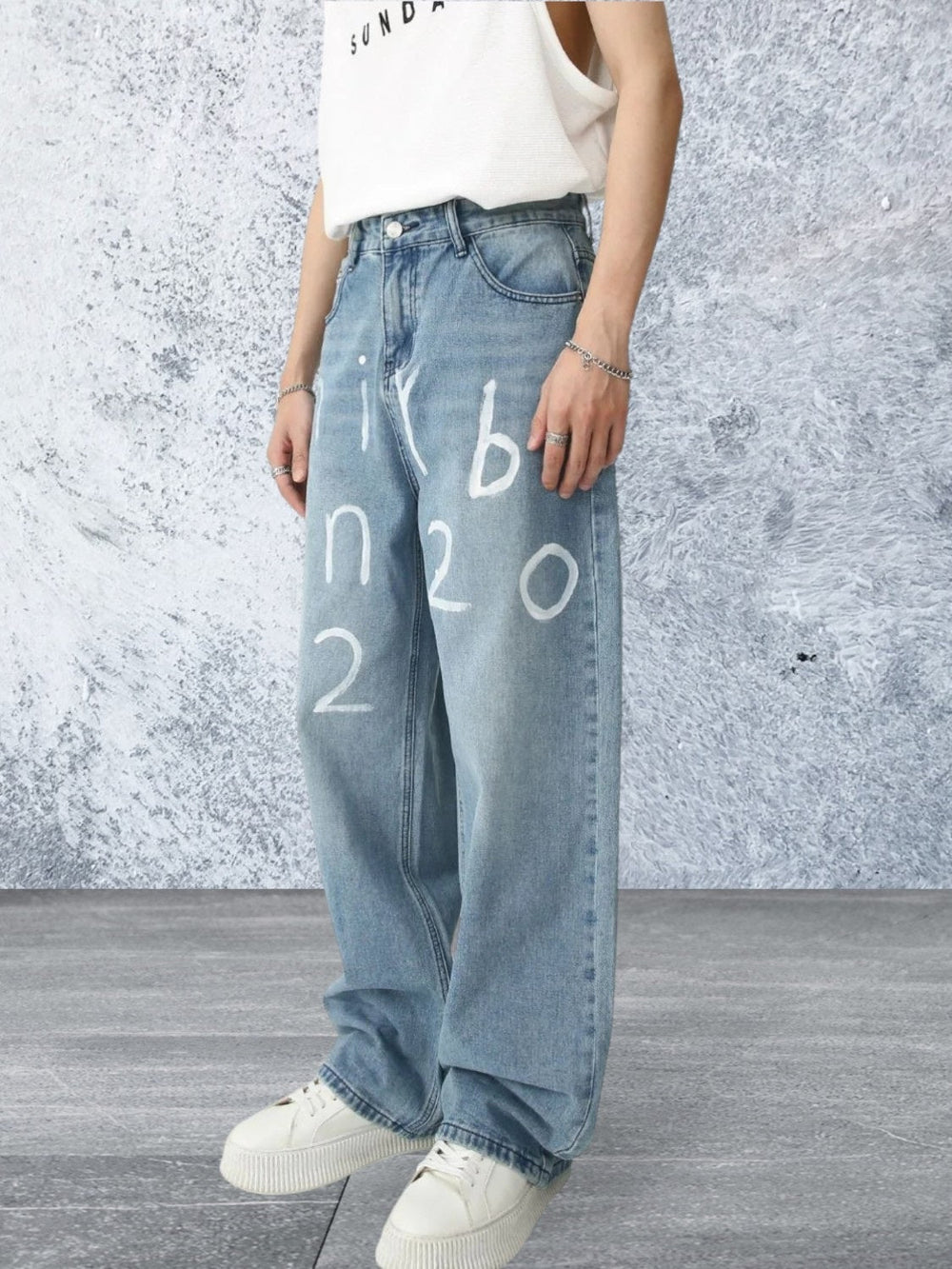 Levoire | Jeans Pour Hommes À Large Jambe Graffiti
