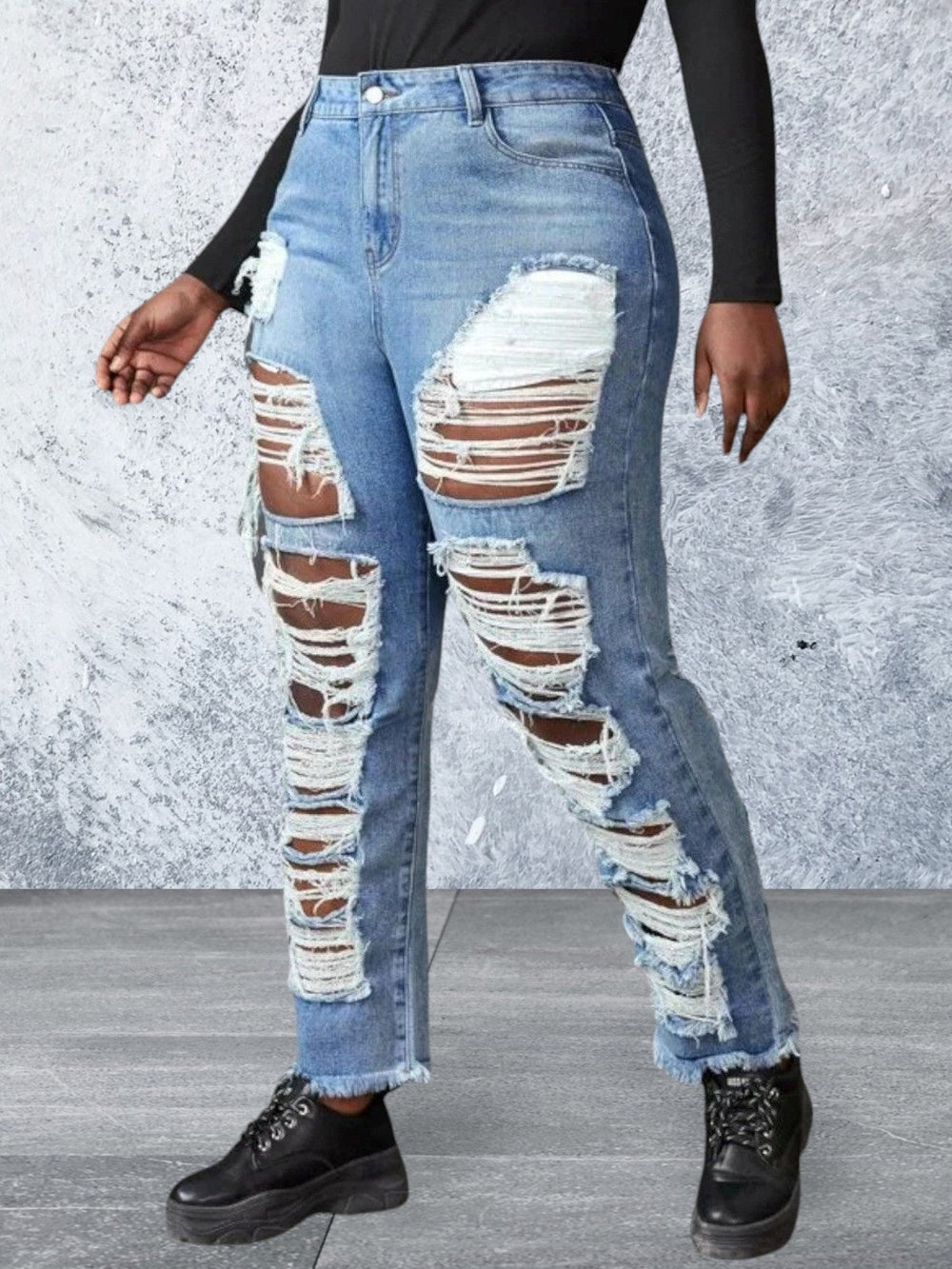 Levoire | Taille Plus Jeans Effilochés À Bruts