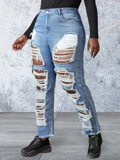 Levoire | Taille Plus Jeans Effilochés À Bruts