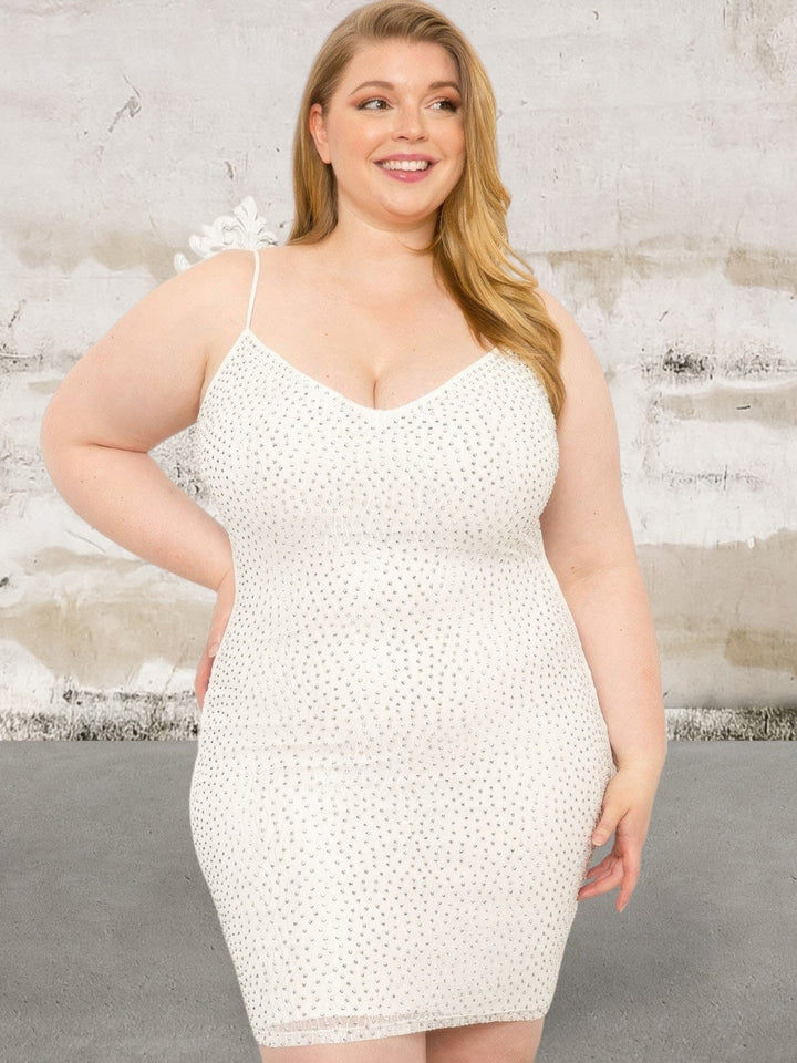 Levoire | Robe Sans Manches En Strass Grande Taille Mini-Robe Ivoire
