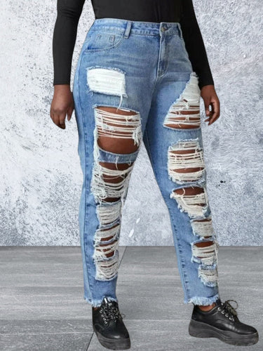 Levoire | Taille Plus Jeans Effilochés À Bruts