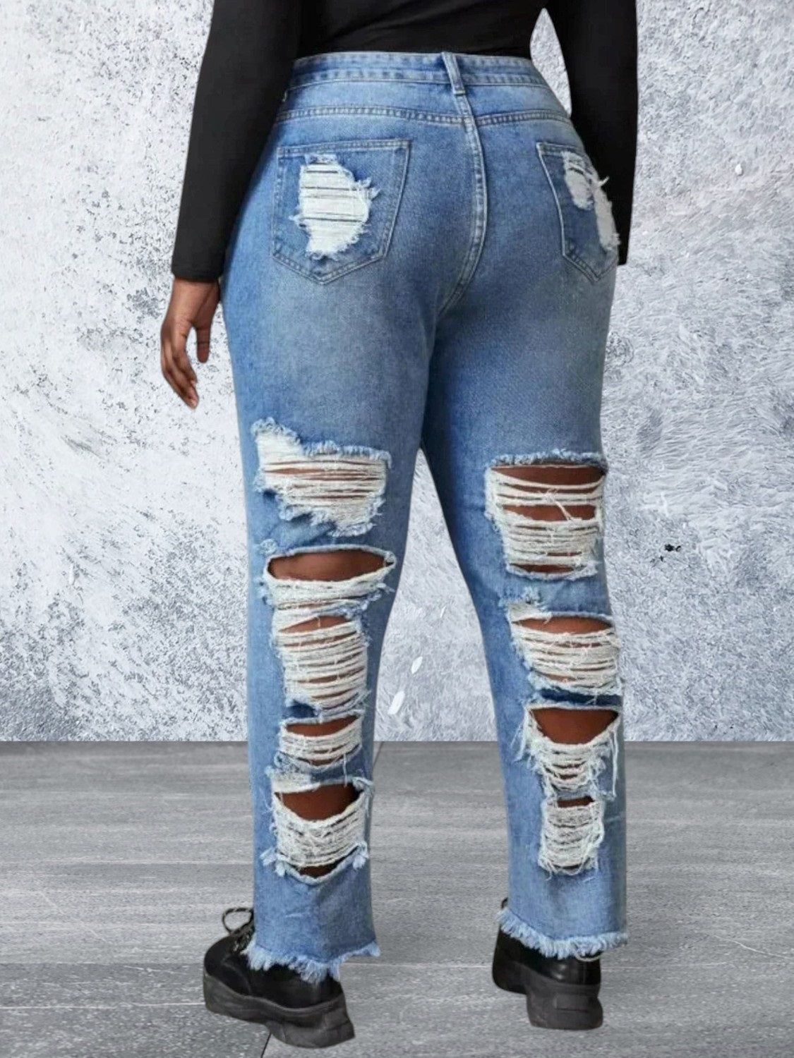 Levoire | Taille Plus Jeans Effilochés À Bruts
