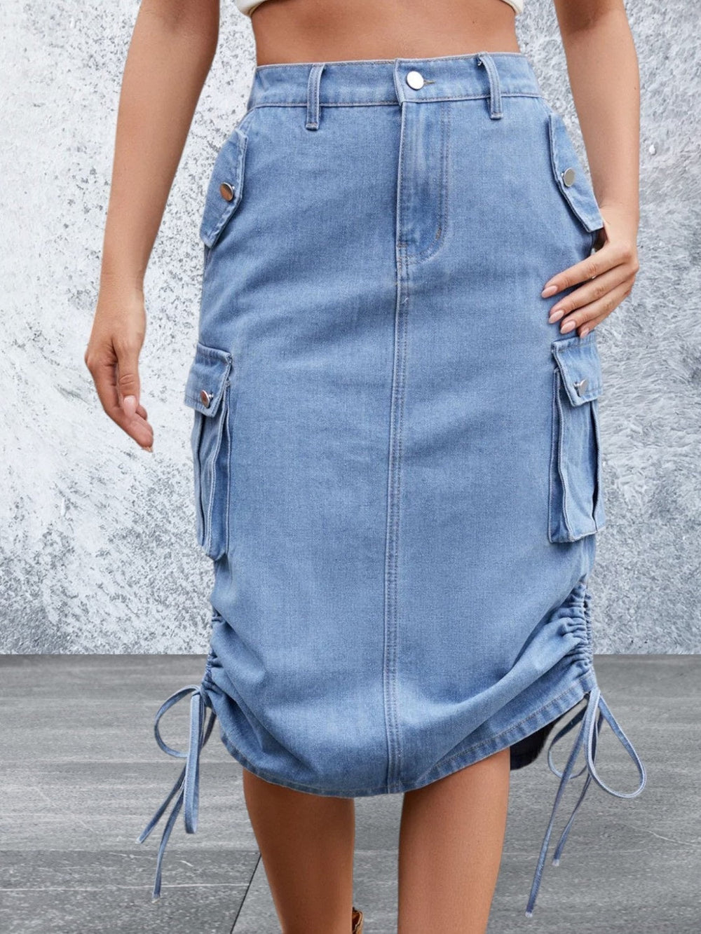 Levoire | Jupe En Denim À Cordon Avec Poches Cargo